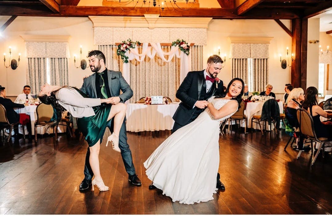 Wedding couple practicing first dance
