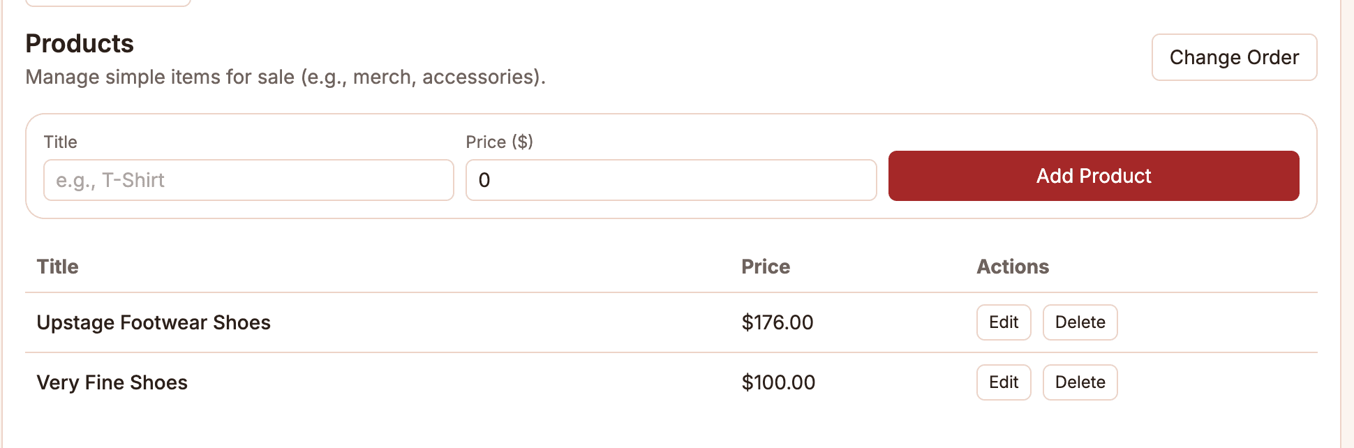 Ballroom Booking product setup for shoes and dancewear.